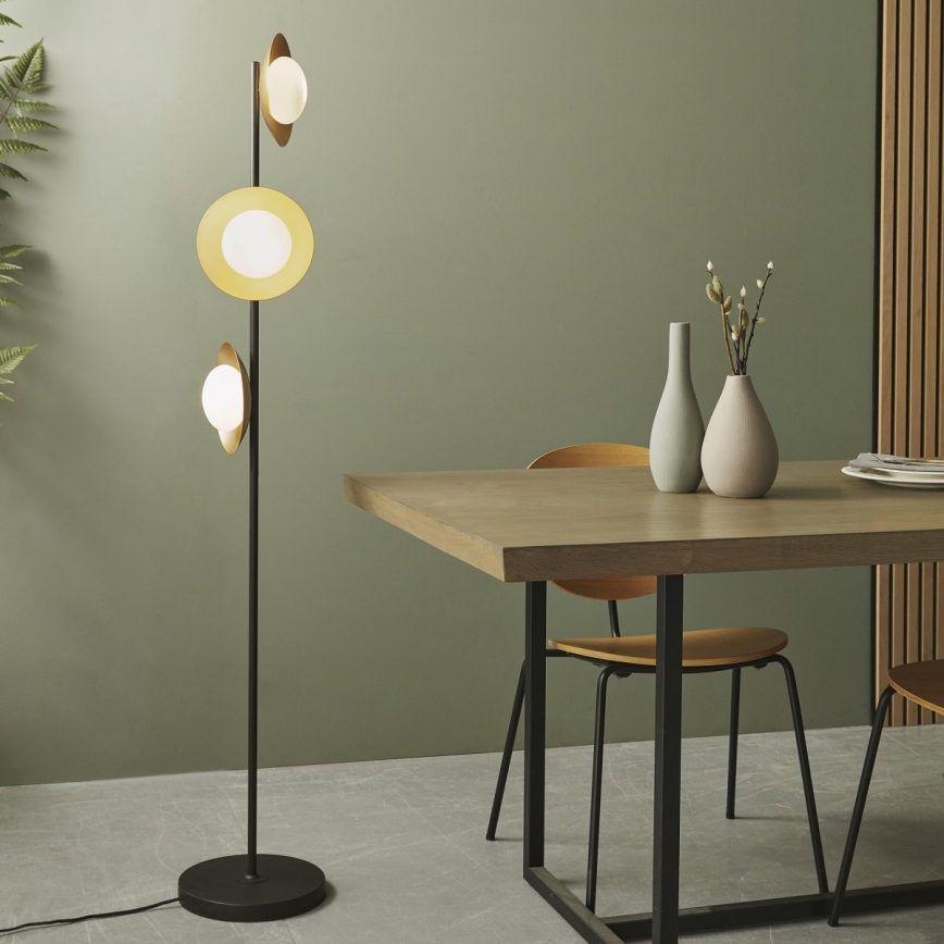 Endon 92039 - Podna lampa RUFFLE 3xG9/3W/230V crna/zlatna