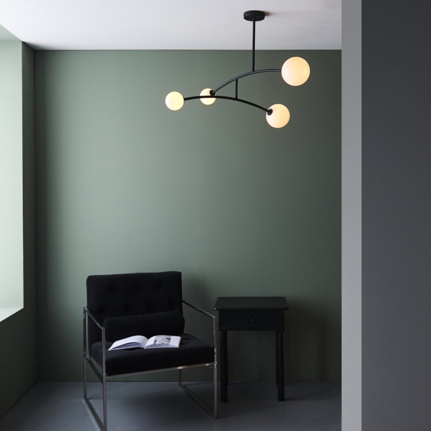 Endon 92940 - Luster na šipci BALANCE 4xG9/3W/230V crna/bela