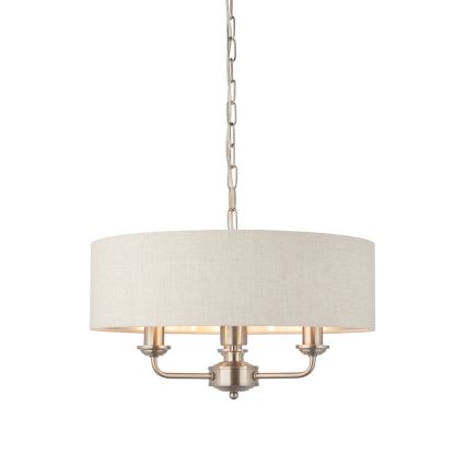 Endon 94361 - Luster na lancu HIGHCLERE 3xE14/40W/230V bež/mat hrom prečnik 45 cm