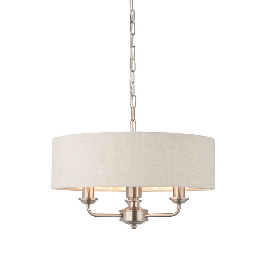 Endon 94361 - Luster na lancu HIGHCLERE 3xE14/40W/230V bež/mat hrom prečnik 45 cm