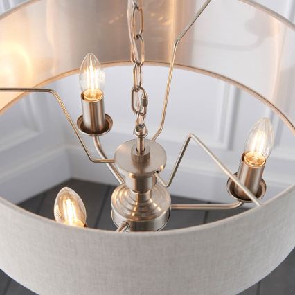 Endon 94361 - Luster na lancu HIGHCLERE 3xE14/40W/230V bež/mat hrom prečnik 45 cm