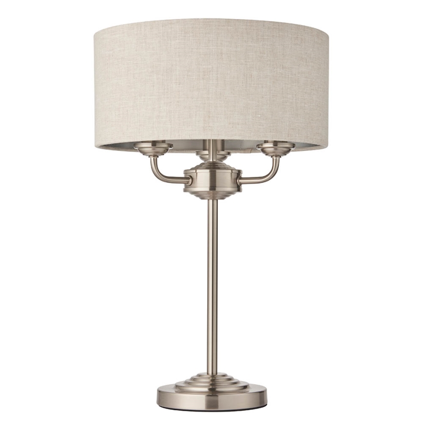 Endon 94369 - Stona lampa HIGHCLERE 3xE14/18W/230V bež/matni hrom prečnik 32 cm