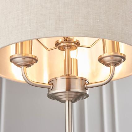 Endon 94369 - Stona lampa HIGHCLERE 3xE14/18W/230V bež/matni hrom prečnik 32 cm