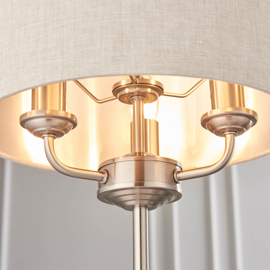 Endon 94369 - Stona lampa HIGHCLERE 3xE14/18W/230V bež/matni hrom prečnik 32 cm