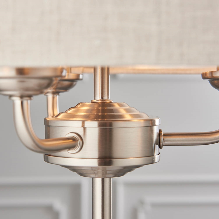 Endon 94369 - Stona lampa HIGHCLERE 3xE14/18W/230V bež/matni hrom prečnik 32 cm