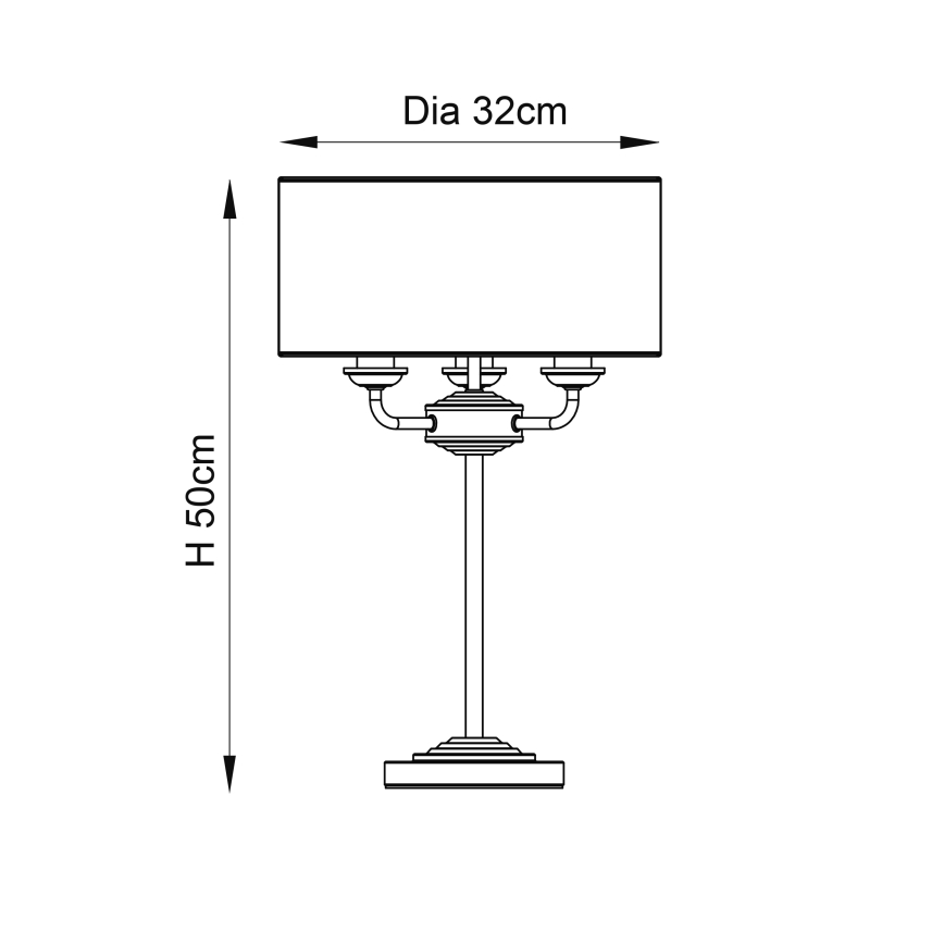 Endon 94369 - Stona lampa HIGHCLERE 3xE14/18W/230V bež/matni hrom prečnik 32 cm