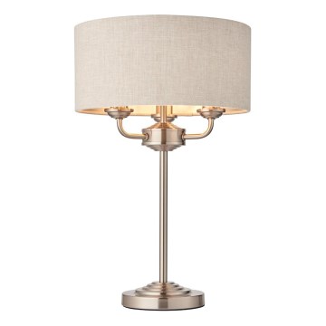 Endon 94369 - Stona lampa HIGHCLERE 3xE14/18W/230V bež/matni hrom prečnik 32 cm