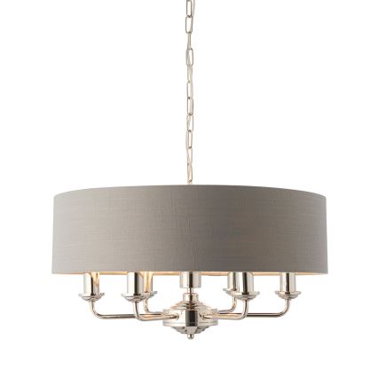 Endon 94373 - Luster na lancu HIGHCLERE 6xE14/40W/230V siva/sjajni hrom, prečnik 35 cm