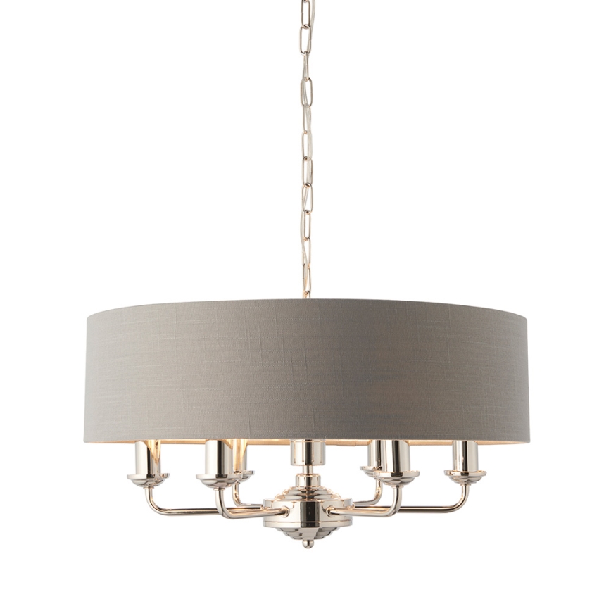 Endon 94373 - Luster na lancu HIGHCLERE 6xE14/40W/230V siva/sjajni hrom, prečnik 35 cm