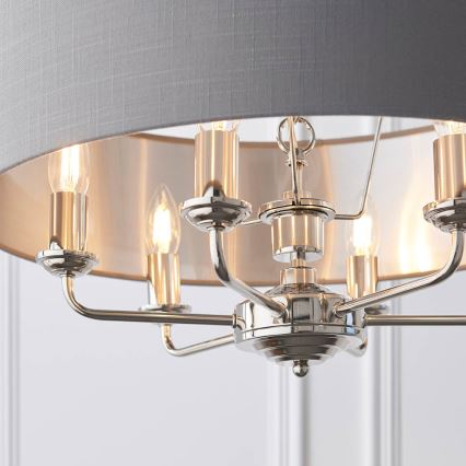 Endon 94373 - Luster na lancu HIGHCLERE 6xE14/40W/230V siva/sjajni hrom, prečnik 35 cm