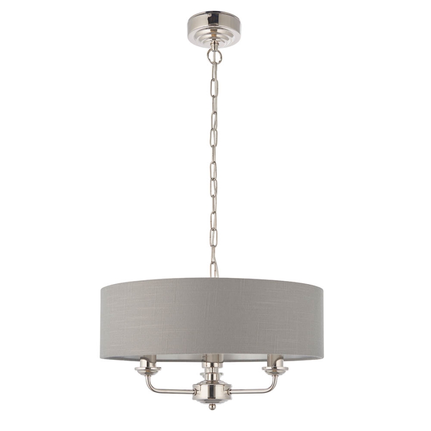 Endon 94377 - Luster na lancu HIGHCLERE 3xE14/40W/230V siva/sjajni hrom, prečnik 45 cm