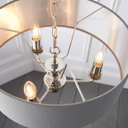 Endon 94377 - Luster na lancu HIGHCLERE 3xE14/40W/230V siva/sjajni hrom, prečnik 45 cm