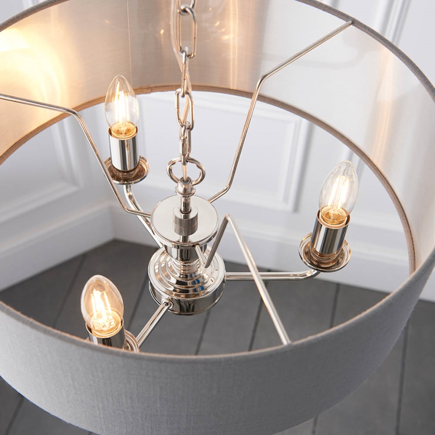 Endon 94377 - Luster na lancu HIGHCLERE 3xE14/40W/230V siva/sjajni hrom, prečnik 45 cm