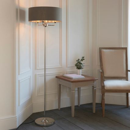 Endon 94378 - Podna lampa HIGHCLERE 1xE14/40W/230V siva/sjajni hrom prečnik 47 cm