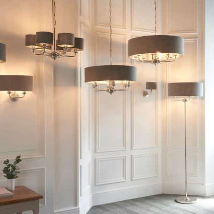 Endon 94378 - Podna lampa HIGHCLERE 1xE14/40W/230V siva/sjajni hrom prečnik 47 cm
