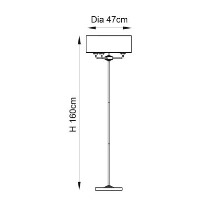 Endon 94378 - Podna lampa HIGHCLERE 1xE14/40W/230V siva/sjajni hrom prečnik 47 cm