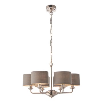 Endon 94381 - Luster na lancu HIGHCLERE 6xE14/28W/230V siva/sjajni hrom