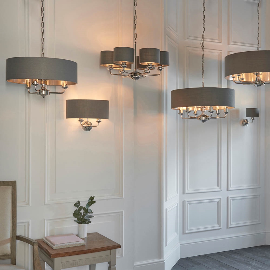 Endon 94381 - Luster na lancu HIGHCLERE 6xE14/28W/230V siva/sjajni hrom
