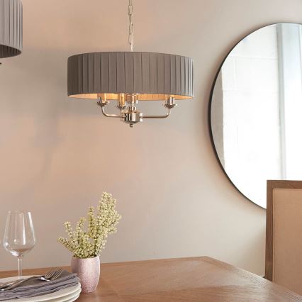 Endon 94394 - Luster na lancu HIGHCLERE 3xE14/40W/230V tamno siva/sjajni hrom, prečnik 45 cm