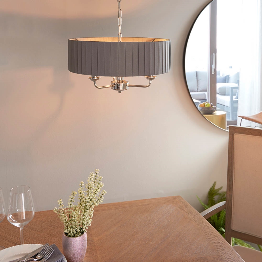 Endon 94394 - Luster na lancu HIGHCLERE 3xE14/40W/230V tamno siva/sjajni hrom, prečnik 45 cm