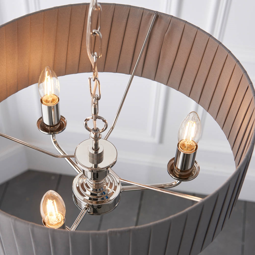 Endon 94394 - Luster na lancu HIGHCLERE 3xE14/40W/230V tamno siva/sjajni hrom, prečnik 45 cm