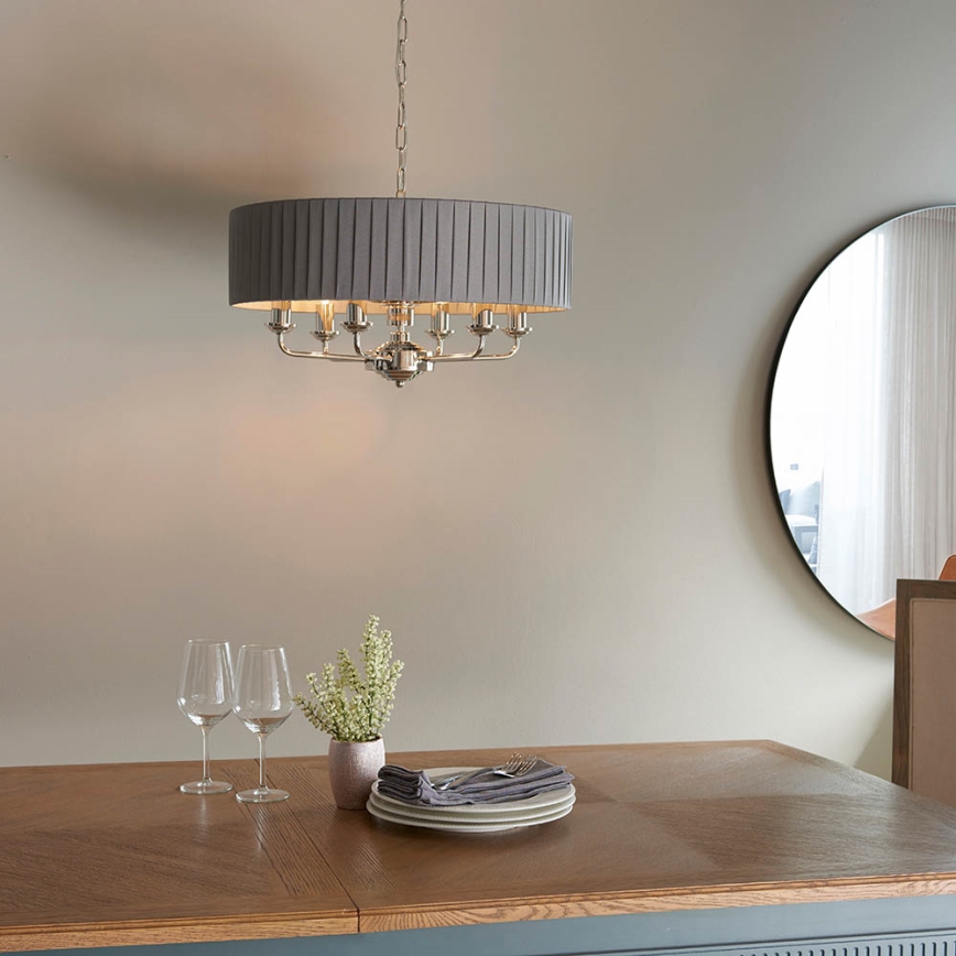 Endon 94397 - Luster na lancu HIGHCLERE 6xE14/40W/230V siv/sjajni hrom, prečnik 35 cm