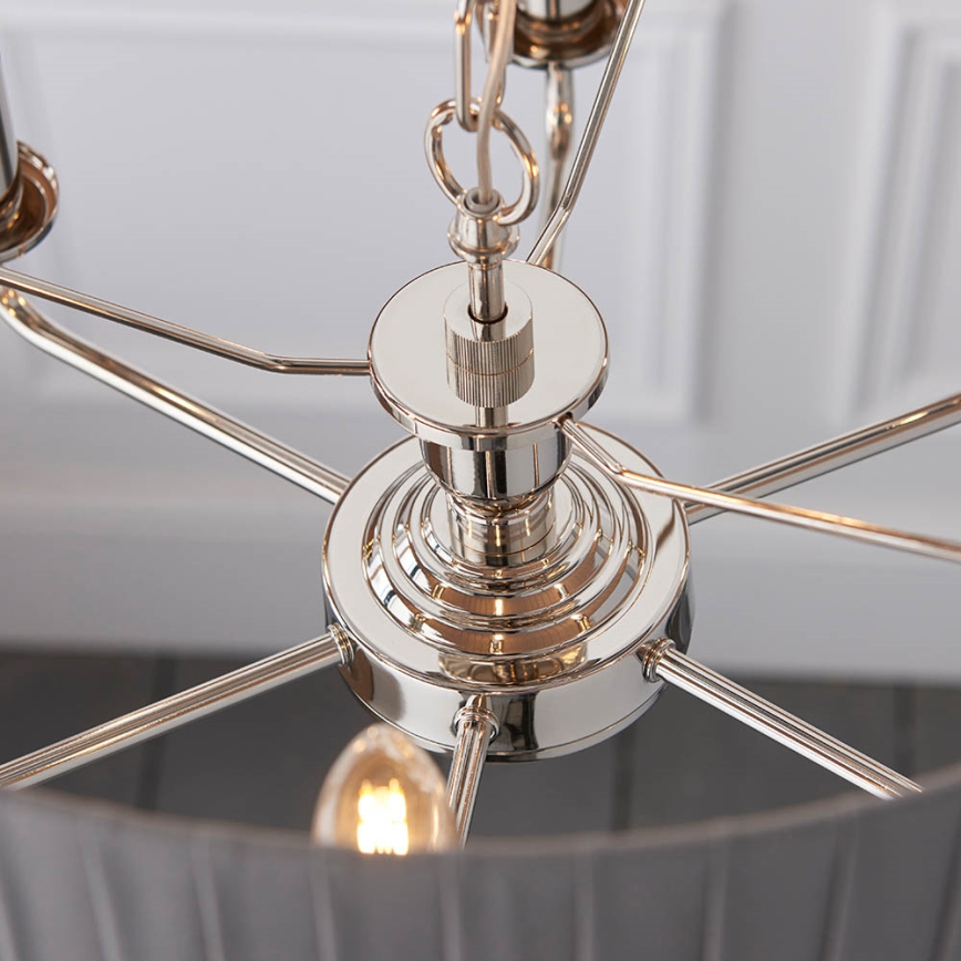 Endon 94397 - Luster na lancu HIGHCLERE 6xE14/40W/230V siv/sjajni hrom, prečnik 35 cm