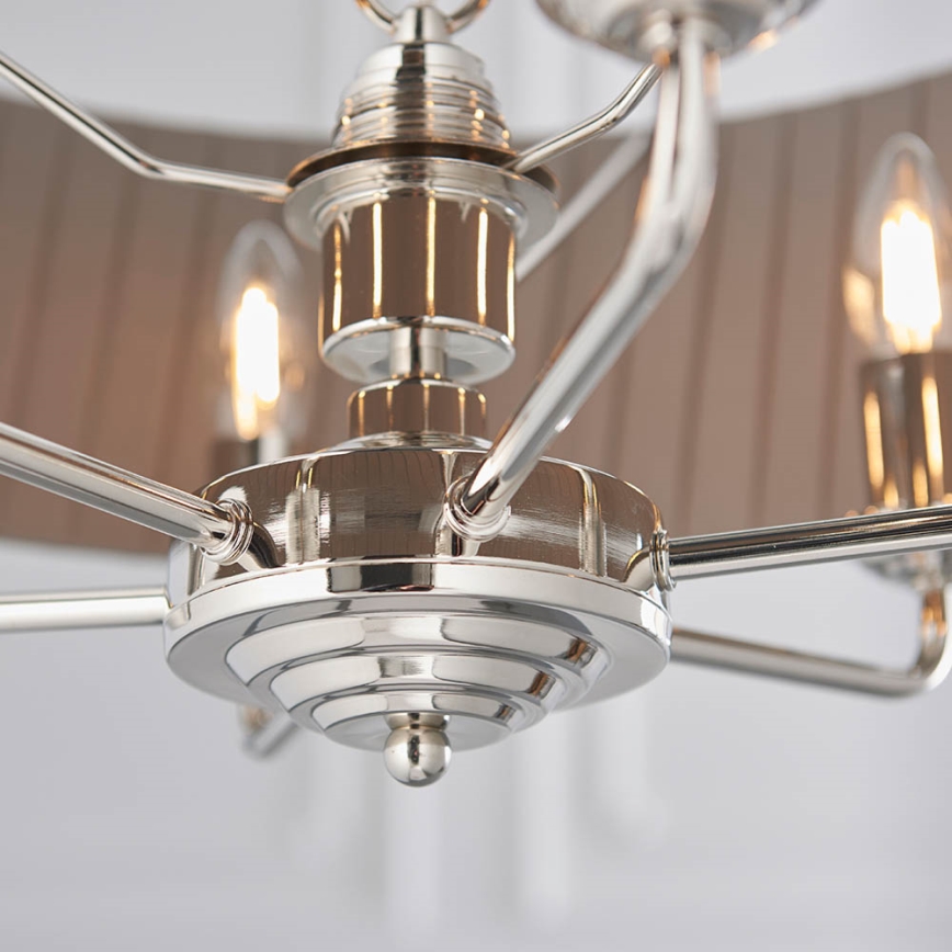 Endon 94397 - Luster na lancu HIGHCLERE 6xE14/40W/230V siv/sjajni hrom, prečnik 35 cm