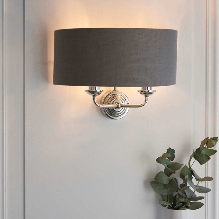 Endon 94406 - Zidna svetiljka HIGHCLERE 2xE14/40W/230V tamno siva/sjajni hrom