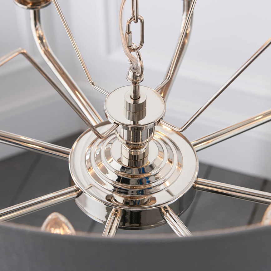 Endon 94415 - Luster na lancu HIGHCLERE 8xE14/40W/230V siva/sjajni hrom prečnik 70 cm