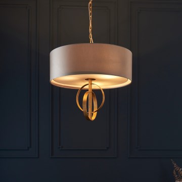 Endon 95212 - Luster na lancu 3xE27/10W/230V, prečnik 60 cm, siva/mesing