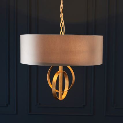 Endon 95212 - Luster na lancu 3xE27/10W/230V, prečnik 60 cm, siva/mesing