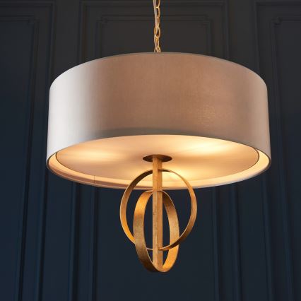 Endon 95212 - Luster na lancu 3xE27/10W/230V, prečnik 60 cm, siva/mesing