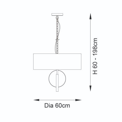 Endon 95212 - Luster na lancu 3xE27/10W/230V, prečnik 60 cm, siva/mesing