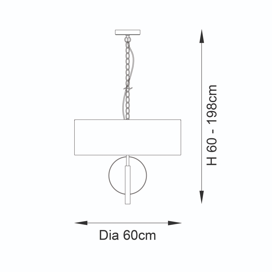 Endon 95212 - Luster na lancu 3xE27/10W/230V, prečnik 60 cm, siva/mesing