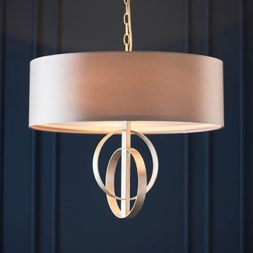 Endon 95216 - Luster na lancu 3xE27/10W/230V prečnik 60 cm siva