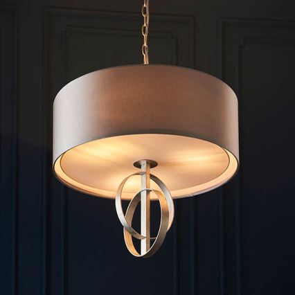 Endon 95216 - Luster na lancu 3xE27/10W/230V prečnik 60 cm siva