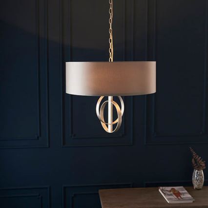 Endon 95216 - Luster na lancu 3xE27/10W/230V prečnik 60 cm siva