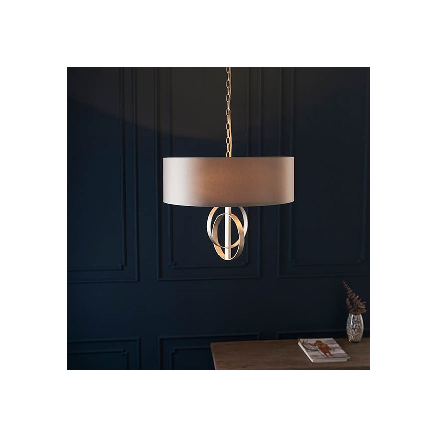 Endon 95216 - Luster na lancu 3xE27/10W/230V prečnik 60 cm siva