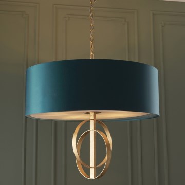 Endon 95219 - Luster na lancu 5xE27/10W/230V prečnik 70 cm plava/mesing