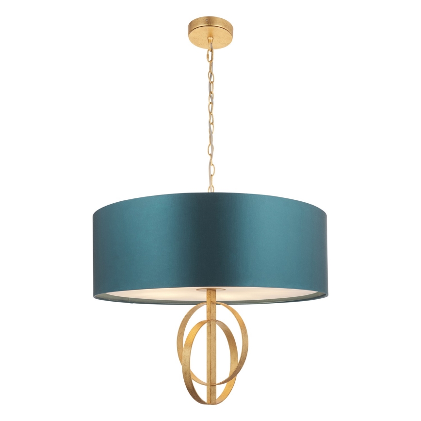 Endon 95219 - Luster na lancu 5xE27/10W/230V prečnik 70 cm plava/mesing