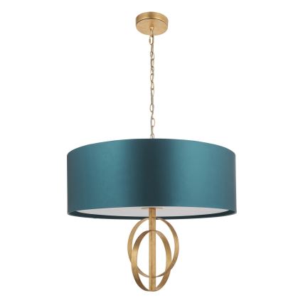 Endon 95219 - Luster na lancu 5xE27/10W/230V prečnik 70 cm plava/mesing