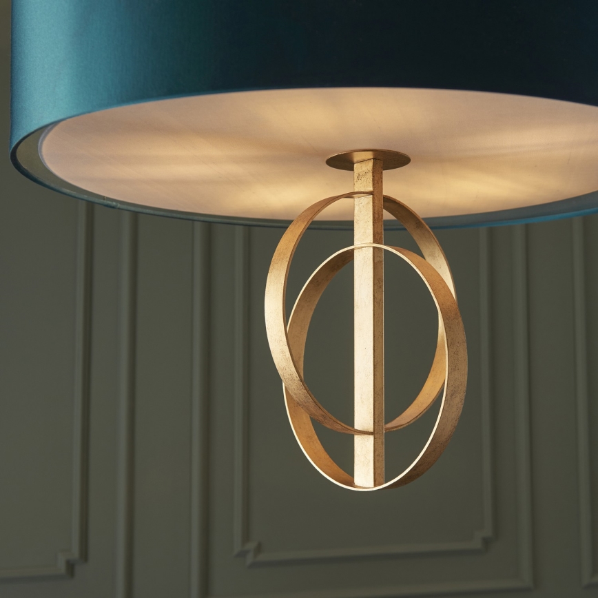 Endon 95219 - Luster na lancu 5xE27/10W/230V prečnik 70 cm plava/mesing