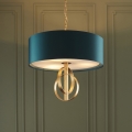 Endon 95220 - Luster na lancu 3xE27/10W/230V prečnik 60 cm plava/mesing