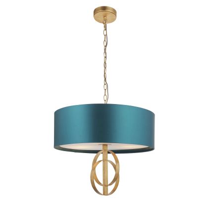 Endon 95220 - Luster na lancu 3xE27/10W/230V prečnik 60 cm plava/mesing