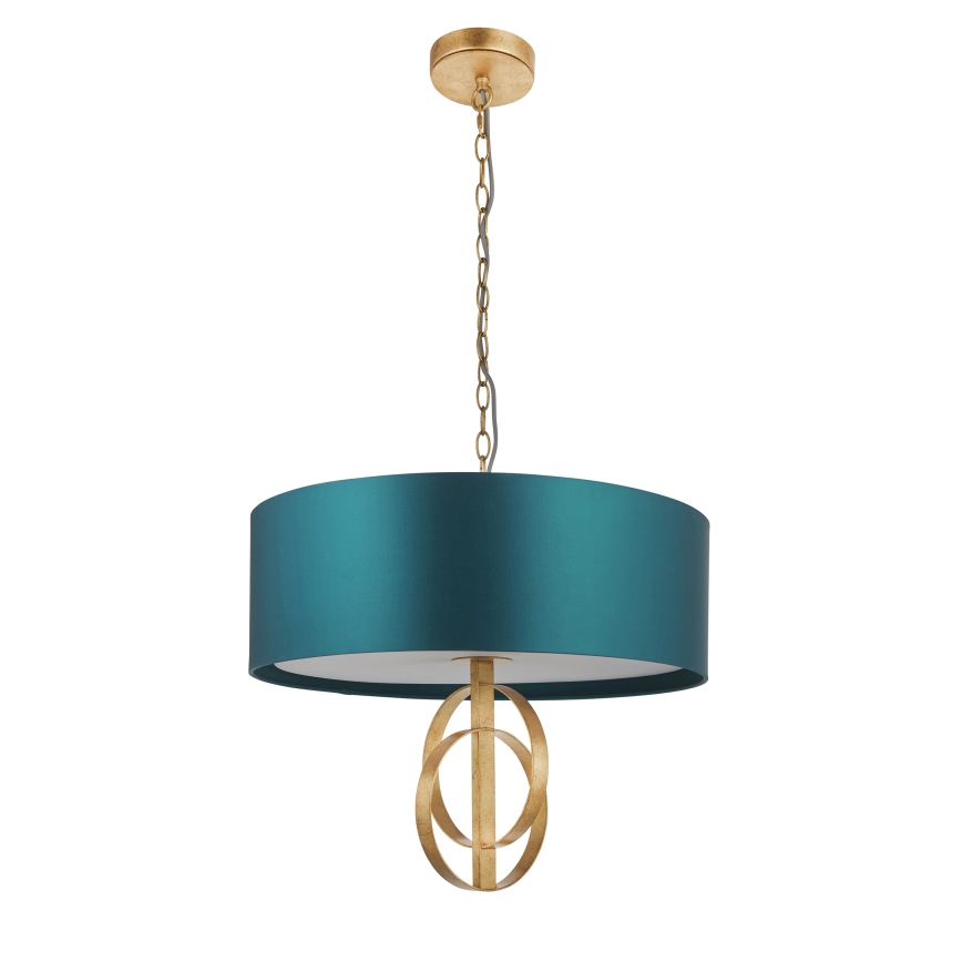 Endon 95220 - Luster na lancu 3xE27/10W/230V prečnik 60 cm plava/mesing