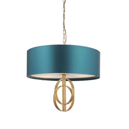 Endon 95220 - Luster na lancu 3xE27/10W/230V prečnik 60 cm plava/mesing