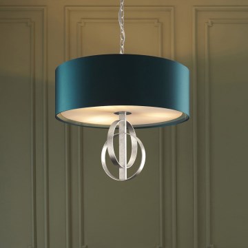 Endon 95224 - Luster na lancu 3xE27/10W/230V Ø 60 cm plavo/sivo