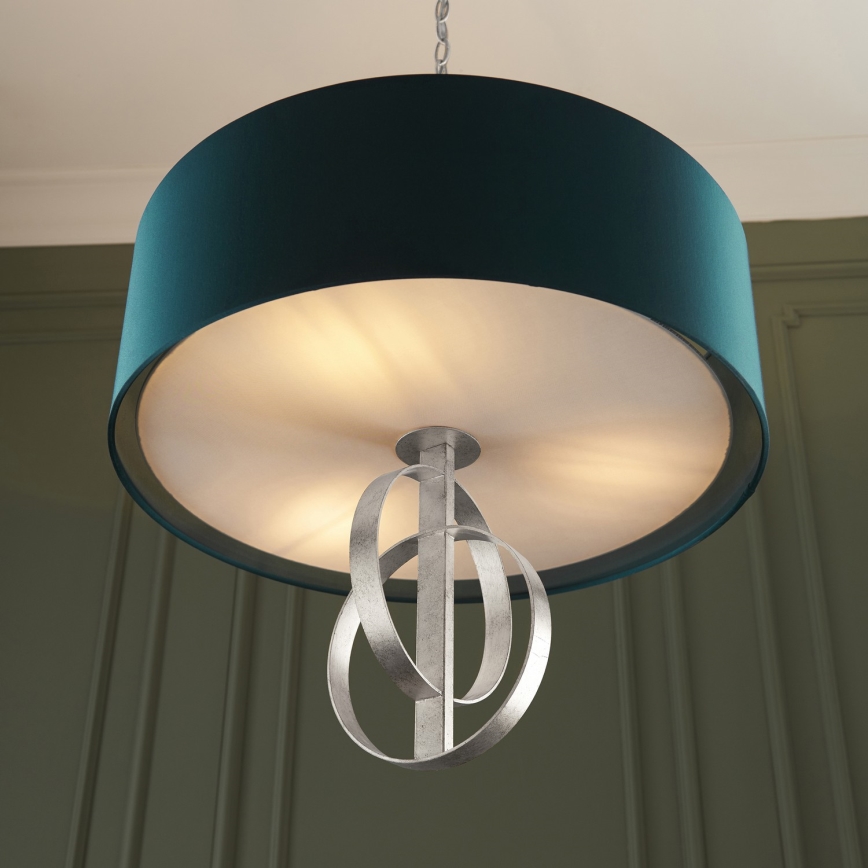 Endon 95224 - Luster na lancu 3xE27/10W/230V Ø 60 cm plavo/sivo