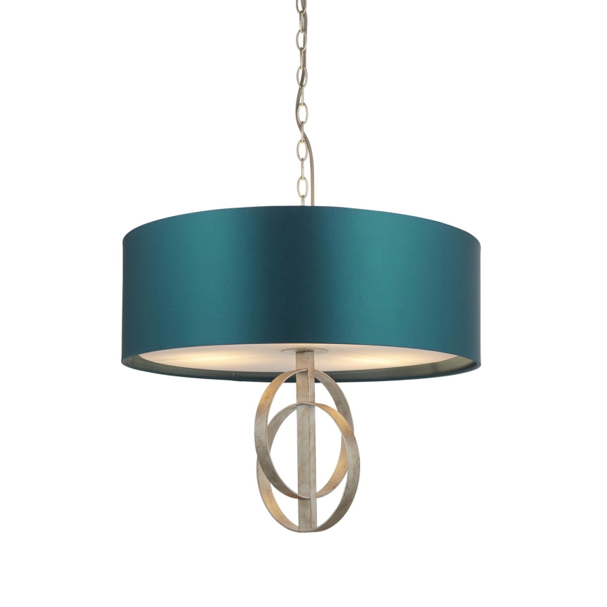 Endon 95224 - Luster na lancu 3xE27/10W/230V Ø 60 cm plavo/sivo